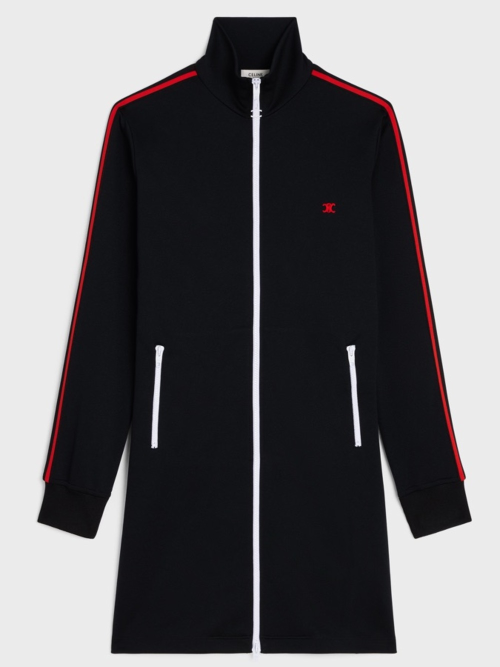 CELINE / Size:Small / Jersey Cycle zipper Dress Sapporo Hedi Black Red Triomphe